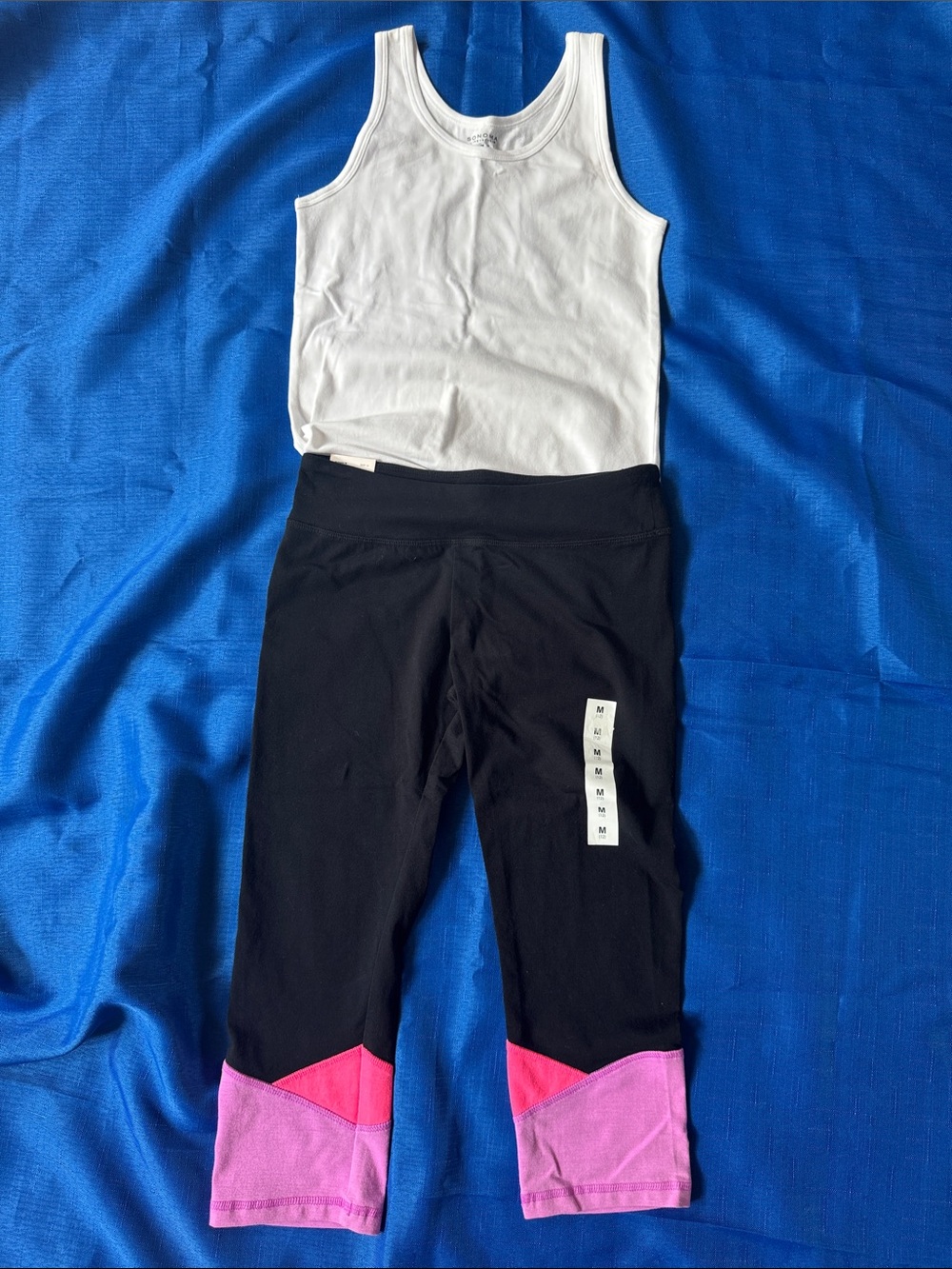 American Heritage Black “Perfect Yoga”Capri Leggings & White Tank -Youth Size 12
